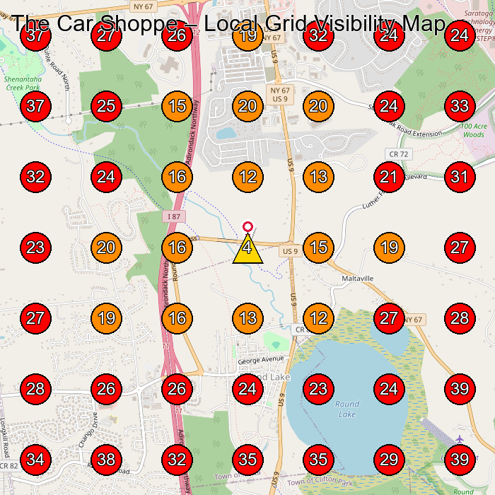 The Car Shoppe GeoGrid visibility map for Dry Wall Contractor in Ballston Lake